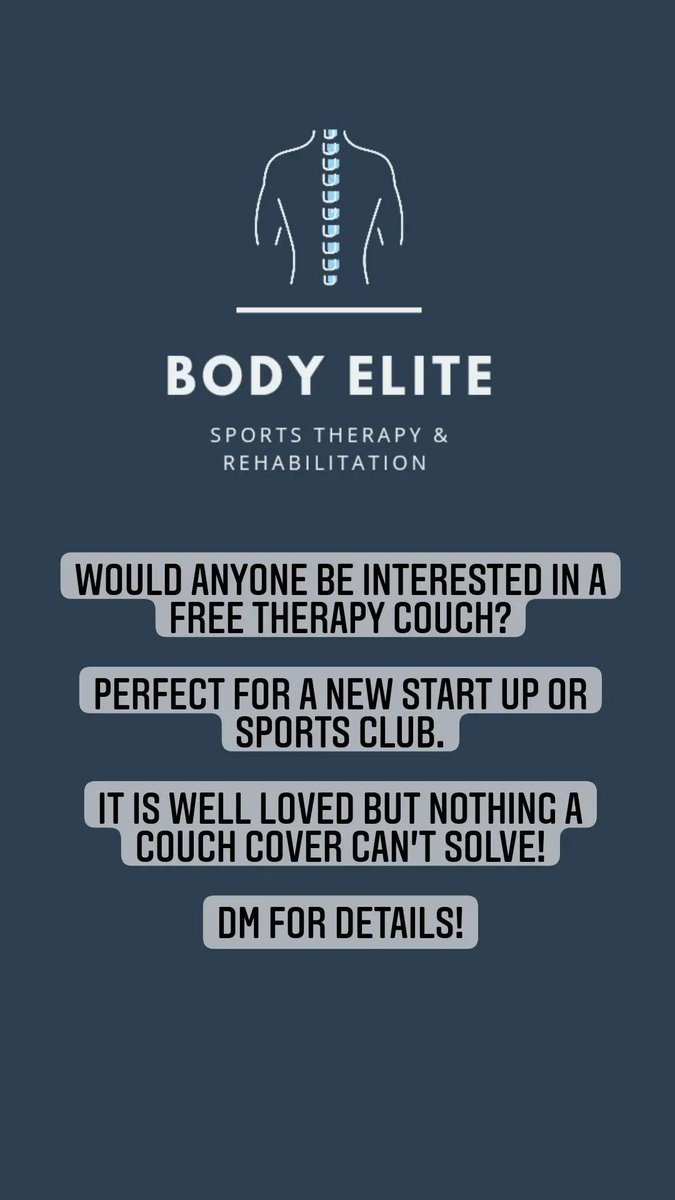 BodyElite_Essex's tweet photo. If any sports teams are looking for a free therapy couch, get in touch! Would hate it to go in a skip! https://t.co/LPYv6sJuNG