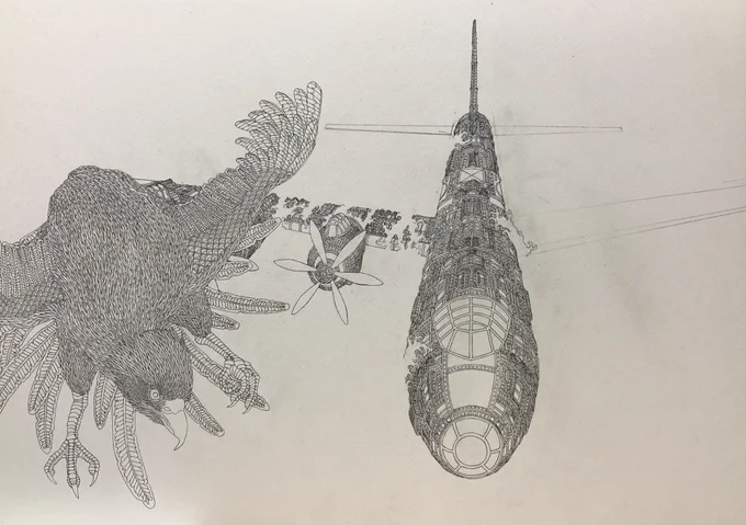 右翼描けました!! 