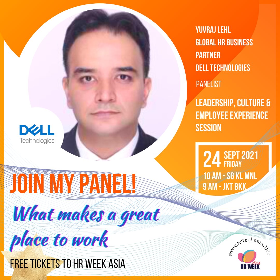 HRTechAsia's tweet photo. Friends, we invite you all to join Yuvraj Lehl’s panel at this year’s #HRWeekAsia 💯 @DellTech
We will be working together to build strategies for #ThrivingInTheGreatReset ✅
It’s #FREE ❤️ for HR practitioners from non-vendor companies, $295/day for #HRTech providers 😊
1/3 https://t.co/PHPy6mAVcT