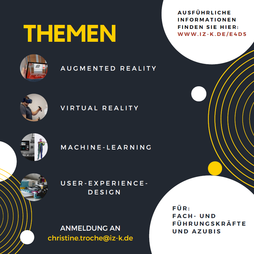 HomeOfResearch's tweet photo. The #CoLearningLab 2 offers four creative workshops where #SME employees get low-threshold access to digital #VR, #AR, #UXD and #ML through hands-on experimenting. Starting in #October21! #welovescience Contact christine.troche@iz-k.de for more. @emnullfuenf @einstein1dgz https://t.co/ukvbnxFw4g