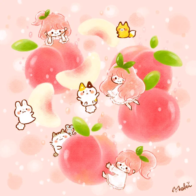 #イラストを4枚貼ると秋風に乗って絵柄を好いてくれる人の元へ届くらしい

夏から秋へ!🍉🍑🍄🍠 