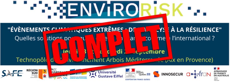 Gilles_Martin_'s tweet photo. Victime de son succès le forum #ENVIRORISK est complet depuis plusieurs jours !
Mais vous pourrez suivre en direct live l’ensemble des conférences et des ateliers sur le site web de l’évènement https://t.co/yVU2jzZVrP
#gescrise #gesrisque #ChangementClimatique #Résilience https://t.co/RWTy5PXiC3