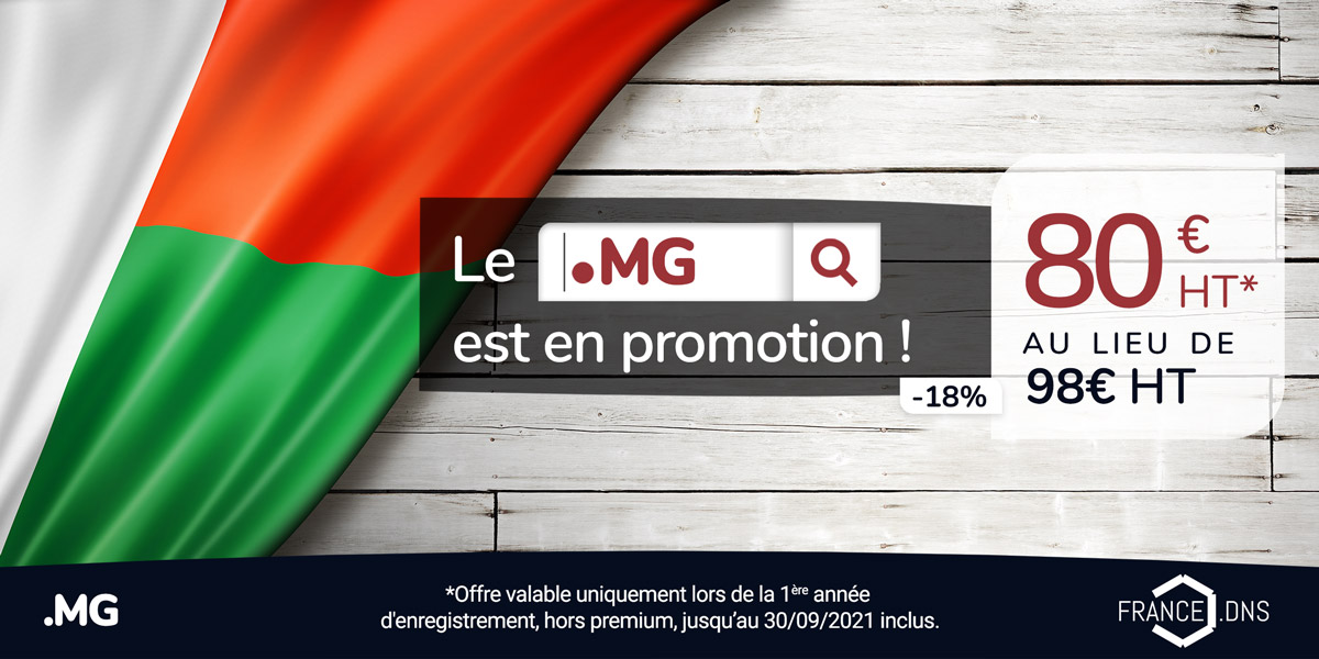 FranceDNS's tweet photo. #Promotion 
Avis aux #Malgaches et sympathisants : le .MG est à 80€ au lieu de 98€ jusqu’à la fin du mois de septembre ! 🇲🇬 

https://t.co/9f2CCITwii
 
#madagascar #tananarive #cctlds #bonplan https://t.co/xyyWTscdYh