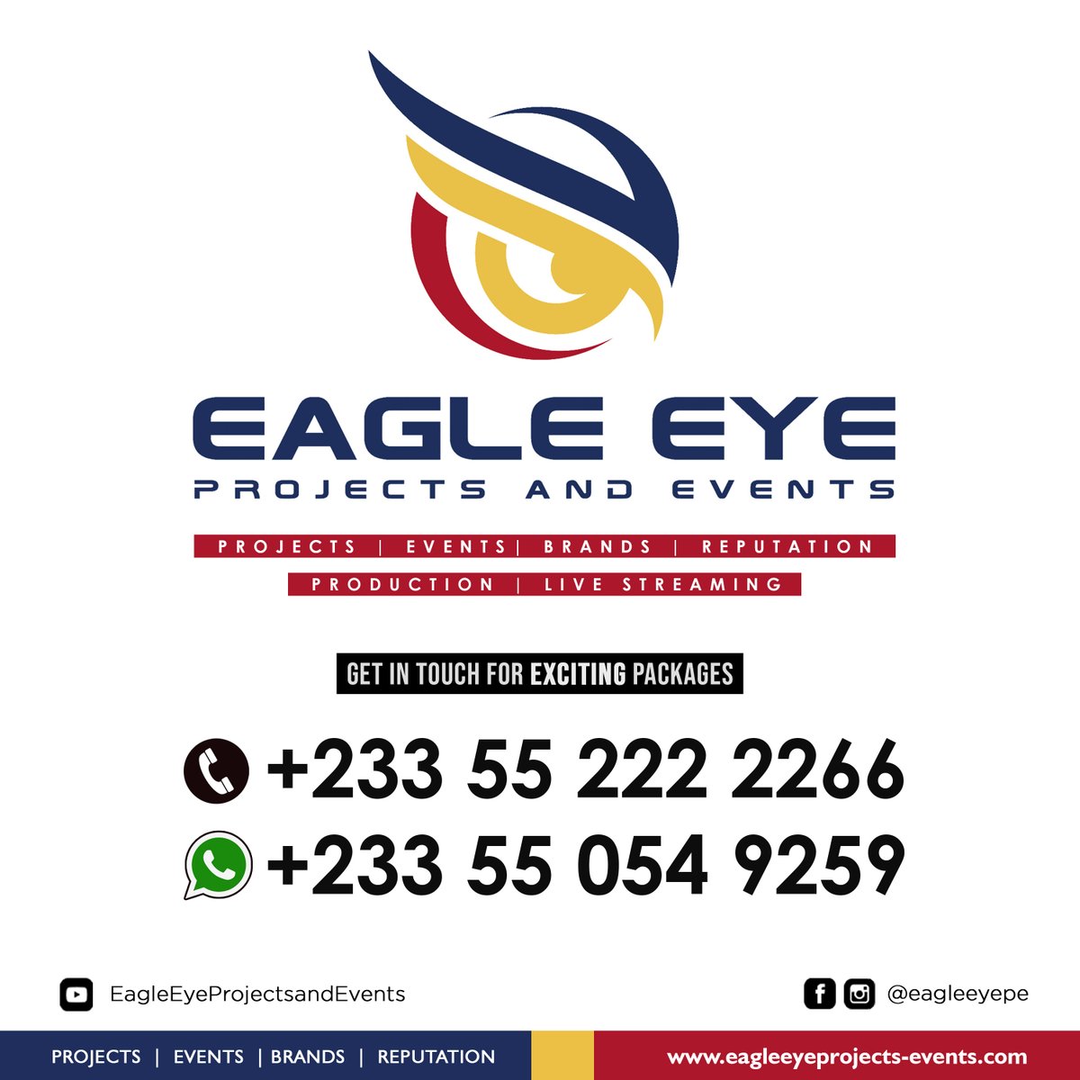 EagleEyePE's tweet photo. *Eagle Eye Projects and Events*
With our interconnected departments which collaborate seamlessly to deliver turnkey event concepts for our clients on Event management, and many more.

#EEPE #PASSION #PERFORMANCE #EXCELLENCE #EagleEyeProjectsAndEvents https://t.co/D2fnuX1NNo