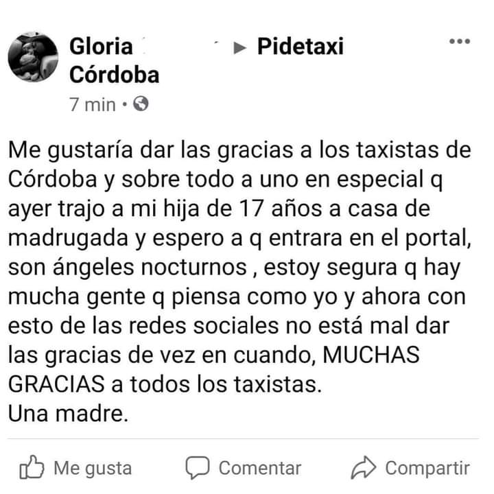Yo hago lo mismo, y como soy madre, se que mis compañeros harán lo mismo con mi hija.
#orgullodesertaxista