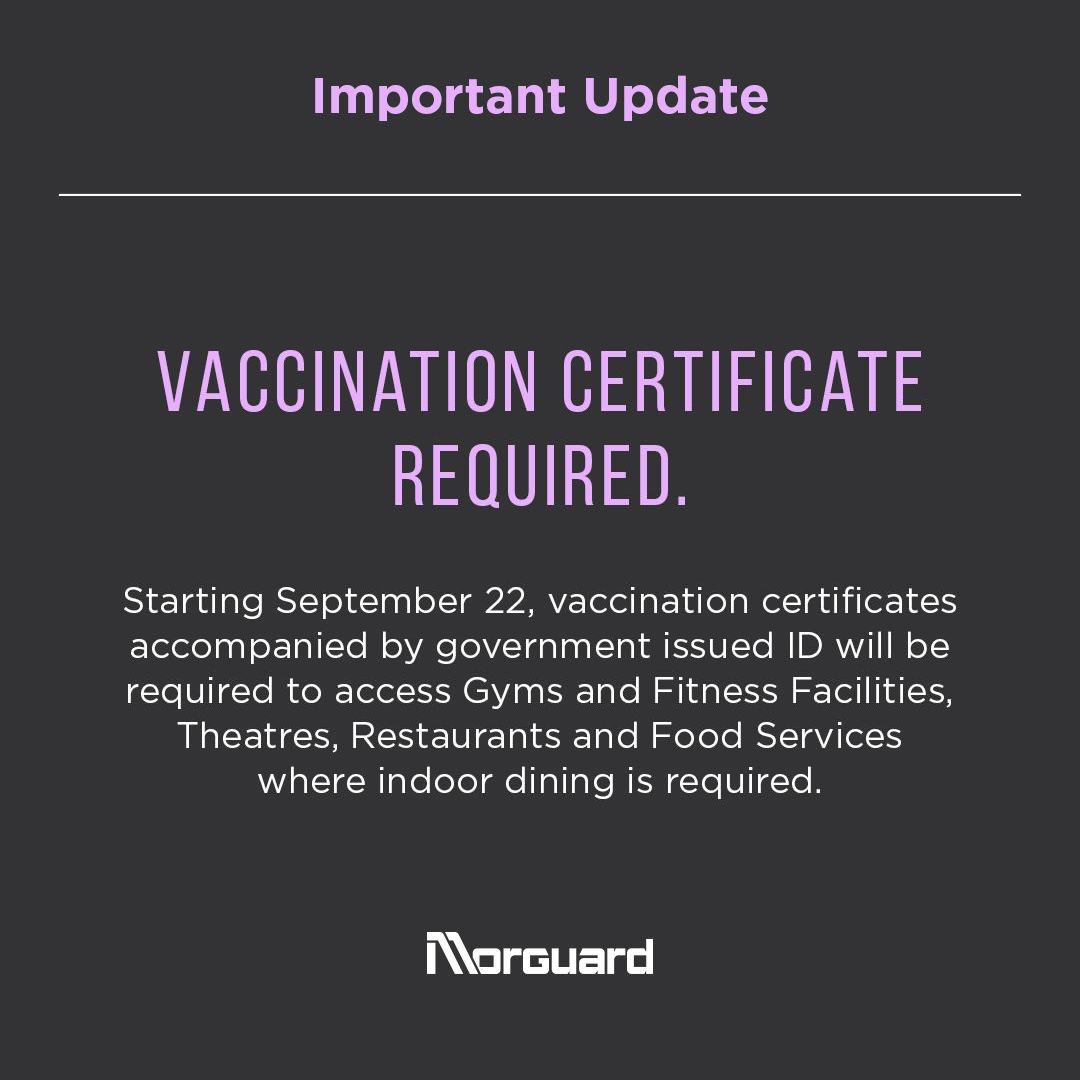 EYTCshops's tweet photo. According to Ontario Government Guidelines, effective TODAY, Vaccination Certificate and Identification are required to access theatres, gym and fitness facilities as well as the indoor seating areas of our food court and restaurants. 

For more info visit https://t.co/ojwXasdF91 https://t.co/BwOhuYL34U