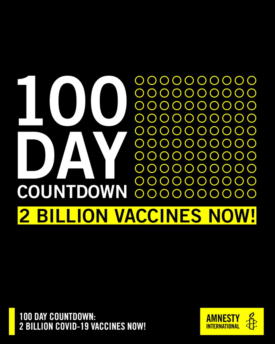 We challenge @AstraZeneca @BioNTech_Group @JNJNews @moderna_tx @Novavax @pfizer to deliver 2 billion vaccines to those who need them the most, by the end of the year—you have 100 days.

#100DayCountdown⏰