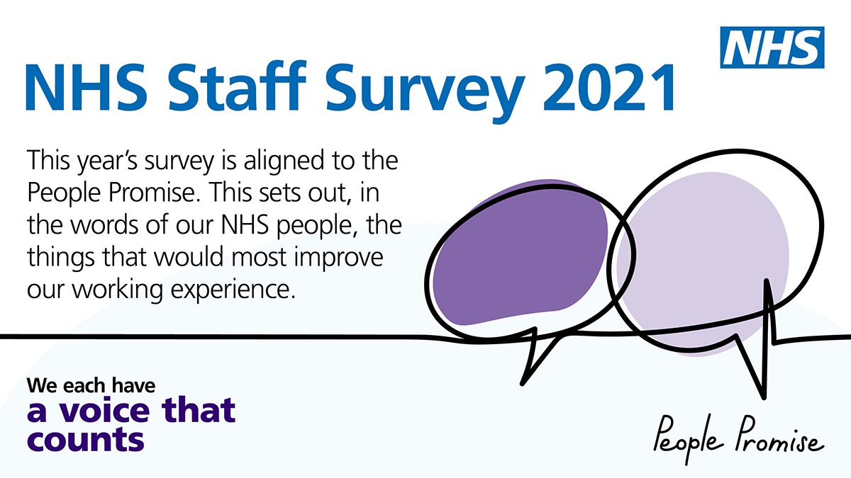 There's only 1 week to go until you receive your NHS Staff Survey

It's your opportunity to have your voice heard and make the NHS the workplace we all want it to be. Make your voice count!