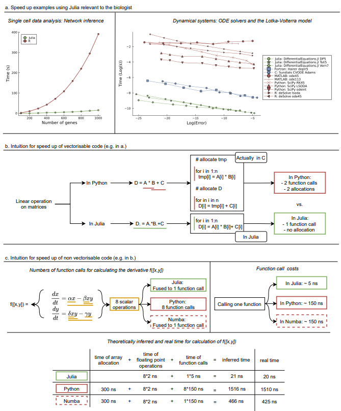 ChrisRackauckas's tweet photo. One of the things we highlight in this paper is why certain codes are able to outperform even JIT compiled codes in other languages. Why can the ODE solvers in #julialang #sciml even outperform Numba-accelerated SciPy calls? If you count the operations it becomes very clear. https://t.co/fQmlwjA70N