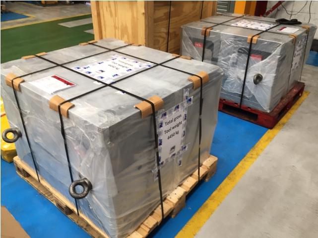 AandMEDM's tweet image. Steel #presstool moulds we’ve manufactured, could be mistaken for large sculptures. 
Packed for transport to customer in USA.  
@hurcousa @mtdcnc @swarfguru #precisionengineering #cncmachining #toolmaking #engineeringuk #gbmfg #ukmfg