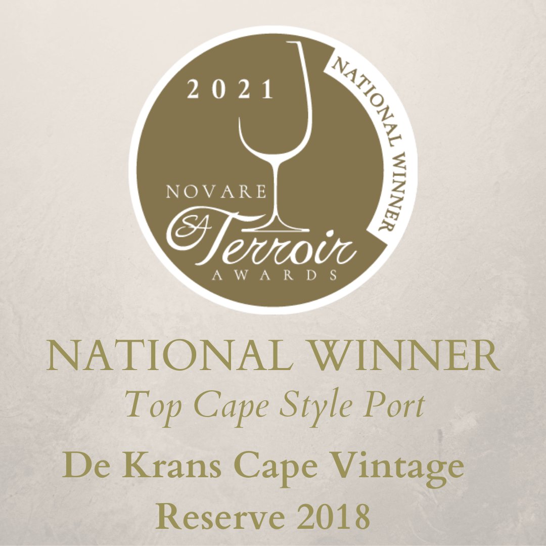 #Novare #SATerroirAwards #CapeStylePort National Winner – congratulations to 2018 <a href="/DeKransWines/">De Krans Wines</a> Cape Vintage Reserve.
 #SATerroirWineAwards #TerroirWineAwards #SATerroir #wine