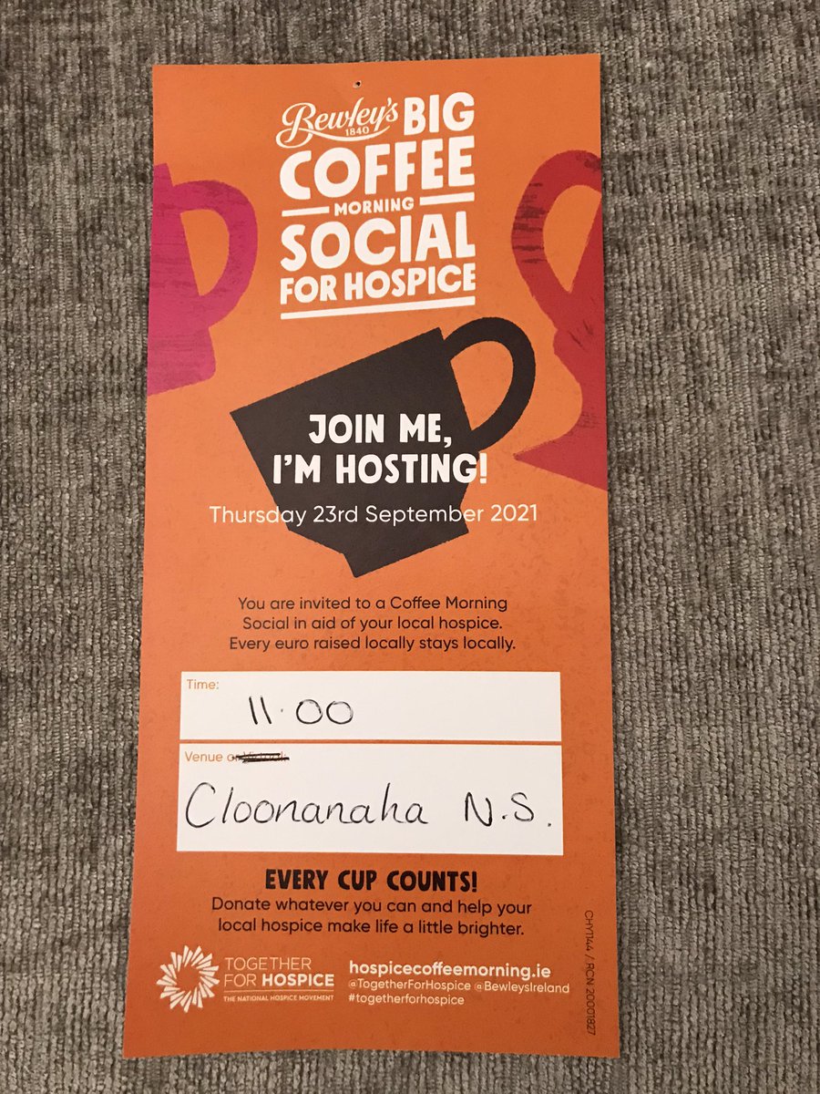 Coffee morning tomorrow in Cloonanaha NS supporting Cahercalla Hospice <a href="/Cahercalla_Hosp/">Cahercalla Hospice</a> <a href="/inagh_kilnamona/">Inagh Kilnamona GAA</a> <a href="/InaghArk/">Inagh Ark</a>