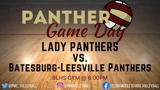 PMS_Volleyball's tweet photo. It's another #PantherGameDay! See you there! #GoPanthers #PelionPROWL #1Team https://t.co/qIElGneWHp