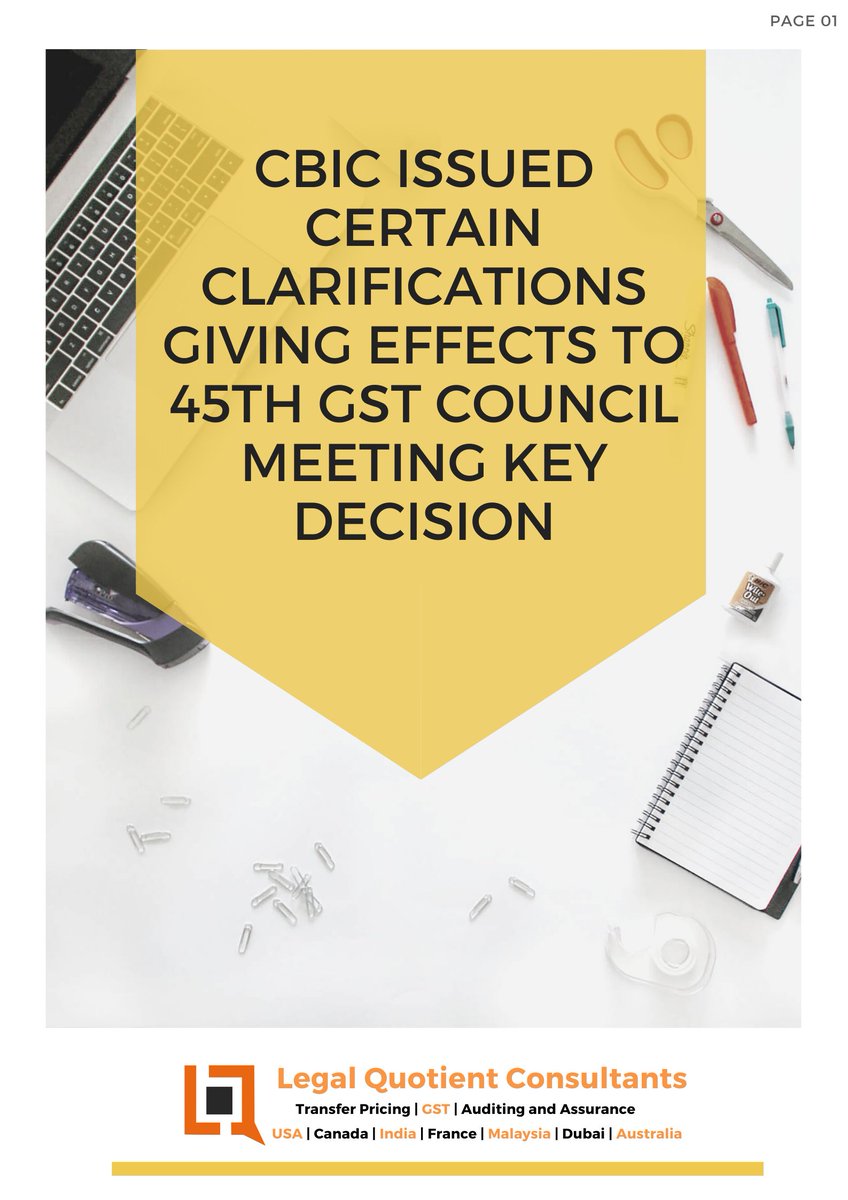 QuotientLegal's tweet photo. On 20.09.2021, CBIC had issued certain clarification giving effects to the key decision made in 45th GST Council Meet.
The update can be accessed through this link: https://t.co/nMBF1LmRL4

#cbic #gstupdates #tax #gstcouncilmeet https://t.co/7Vqlo7tyPb