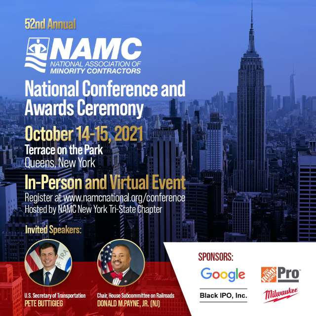 National Association of Minority Contractors 52nd Annual National Conference Confirmed. Registration today at namcnational.org/conference! #namc #minoritycontractors #nationalconference #8A #DBE