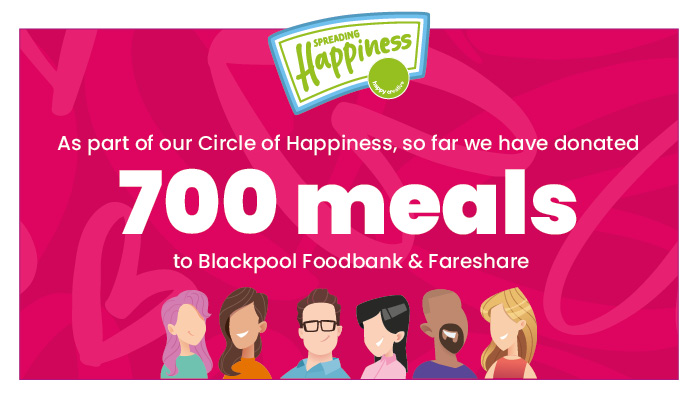 When we welcome a new client to the Happy family we pass on that happiness by making a donation to one of our wonderful local charities and by completing the #circleofhappiness this makes us happy too.
<a href="/FareShareUK/">FareShare</a> @blackpoolfood  #happinessatwork #happyfamily #spreadinghappiness