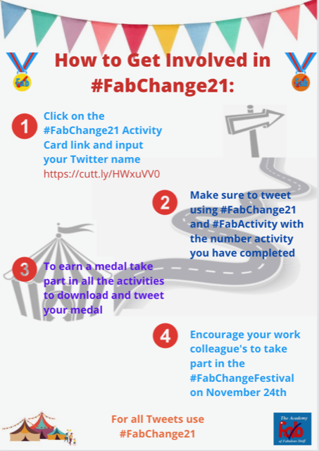 IHM_tweets's tweet photo. #FabChange21 is 2 months away! SaveThe Date 📅 24th Nov 2021. 

Are you excited to share? Make a start now with the #FabChangeFestival  #ActivityBoard Click here: https://t.co/ZZ54iYUtdV

There are 3 activities to complete to win each medal🏅

#FabActivityCard #FabChangeDay2021 https://t.co/bruZN3PqsM