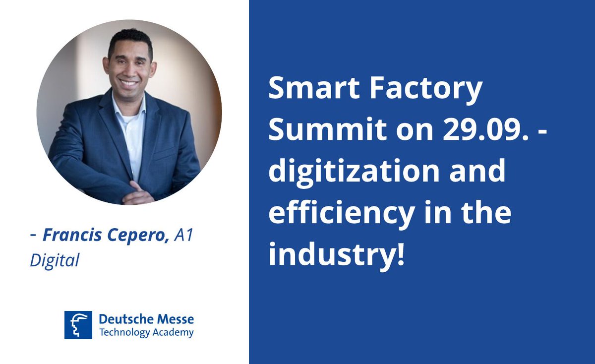 Deutsche Messe Technology Academy (@messe_academy) on Twitter photo The manufacturing of networked products
Francis Cepero (A1 Digital) highlights the challenges and opportunities that manufacturing companies face if they are to remain competitive in a dramatically digitizing market.
<a href="/Redaktion_IA/">Industrieanzeiger</a>
Register here: buff.ly/3EAOm7l The manufacturing of networked products
Francis Cepero (A1 Digital) highlights the challenges and opportunities that manufacturing companies face if they are to remain competitive in a dramatically digitizing market.
<a href="/Redaktion_IA/">Industrieanzeiger</a>
Register here: buff.ly/3EAOm7l