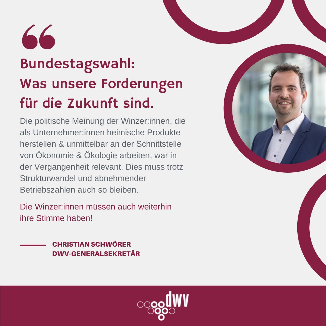 Bundestagswahl 📣 Unsere Forderungen für die Zukunft

Was unser Generalsekretär für die deutschen Winzer:innen von der neuen Bundesregierung fordert, hat er in seinem Editorial zusammengefasst.
👉 kurzelinks.de/3scl