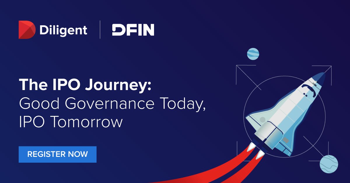 Is your organization considering a #SPAC or traditional #IPO? Join Diligent's President &amp; COO, Lisa Edwards, along with Craig Clay of <a href="/DFINSolutions/">Donnelley Financial Solutions</a> and Nikki Parker of <a href="/insightpartners/">Insight Partners</a> for our upcoming roundtable on October 7.

Register today: learn.diligent.com/WebinarIPOJour…