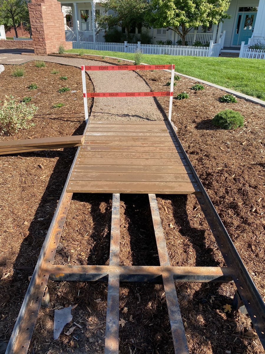 PRC_PrepRite's tweet photo. @PRC_PrepRite out & about making your community looks its best again. This week we rebuilt this little footbridge. Good job team! Let us know how we can help your property today. #PRC #preprite303 #prepritecoatings #HOA #PrepRite #carpenter #carpentry #woodReplacement #stain https://t.co/p05ybYURtH