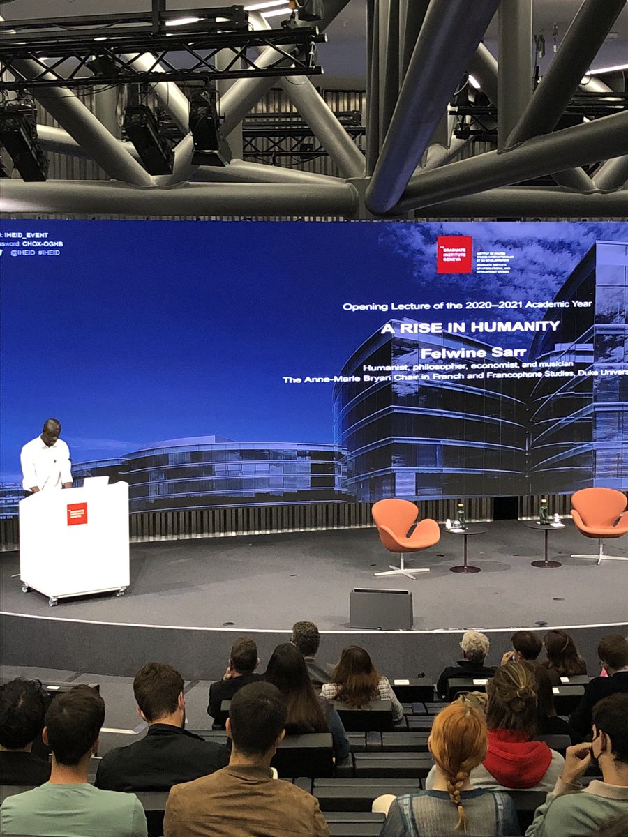 GVAGrad's tweet photo. Happening now: @FelwineSarr giving the #OpeningLecture of the academic year https://t.co/BLsUvkaq0T