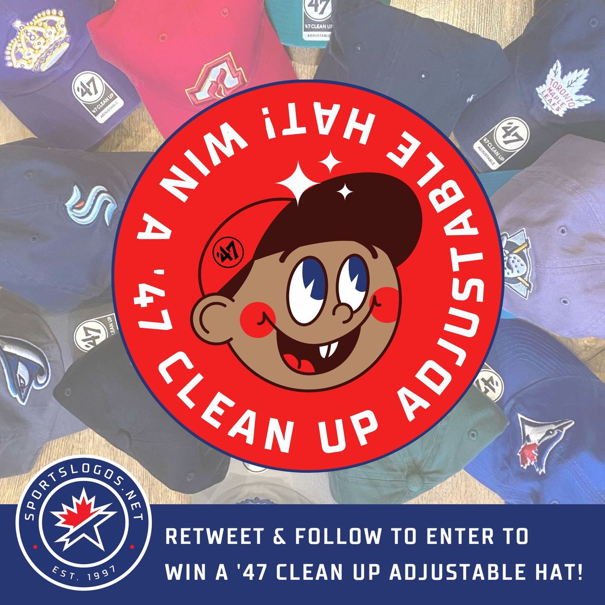 And now you can ENTER TO WIN your very own <a href="/47/">'47</a> Brand Clean Up Adjustable cap! You choose the team!!

All you have to do is:
👉   Follow <a href="/sportslogosnet/">Chris Creamer | SportsLogos.net</a>
👉   RT this Tweet!

Contest closes September 26th at 11:59 p.m (ET). Open to residents of Canada and USA only.