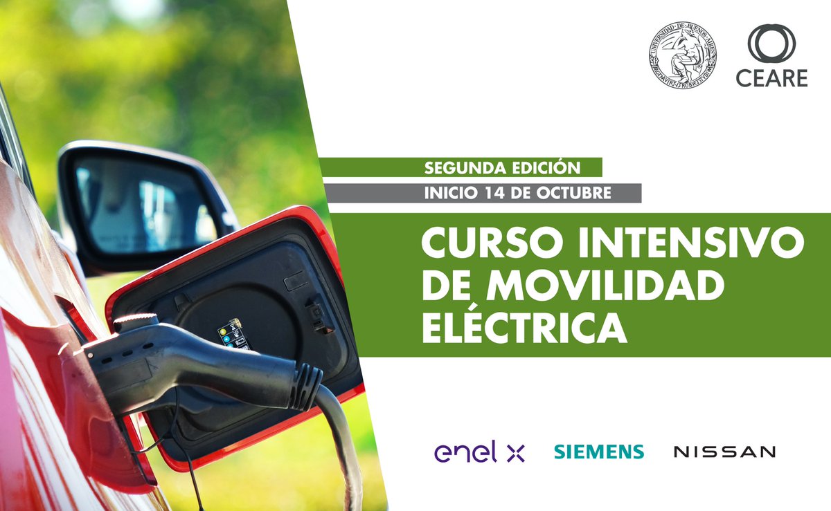 CEARE_UBA's tweet photo. Se viene el Segundo Curso Intensivo de Movilidad Eléctrica. 

- Modalidad a distancia. Encuentros sincrónicos y material asincrónico.
- Duración: 2 meses
- Certificado digital de aprobación oficial.

Más info en:
https://t.co/kWa26fSATJ

#electromovilidad
#uba #eficiencia https://t.co/vereSmToNZ