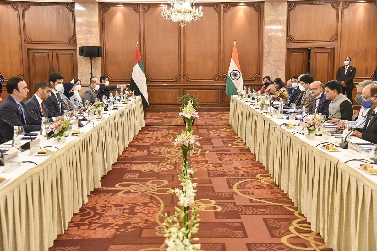 Launched India-UAE Comprehensive Economic Partnership Agreement Negotiations with His Excellency <a href="/ThaniAlZeyoudi/">د. ثاني أحمد الزيودي</a>.

Wonderful opportunities exist for knowledge &amp; resource sharing. Both countries are working towards strengthening their healthy &amp; long standing relationship.
🇮🇳🇦🇪