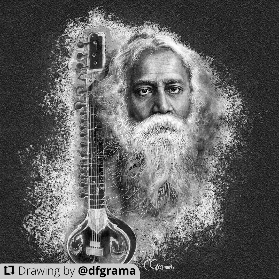 A portrait of Indian poet, writer, playwright, composer, philosopher, painter and social reformer Rabindranath Tagore drawn by @dfgrama using Grutbrushes.

#GrutBrushes #digitalillustration