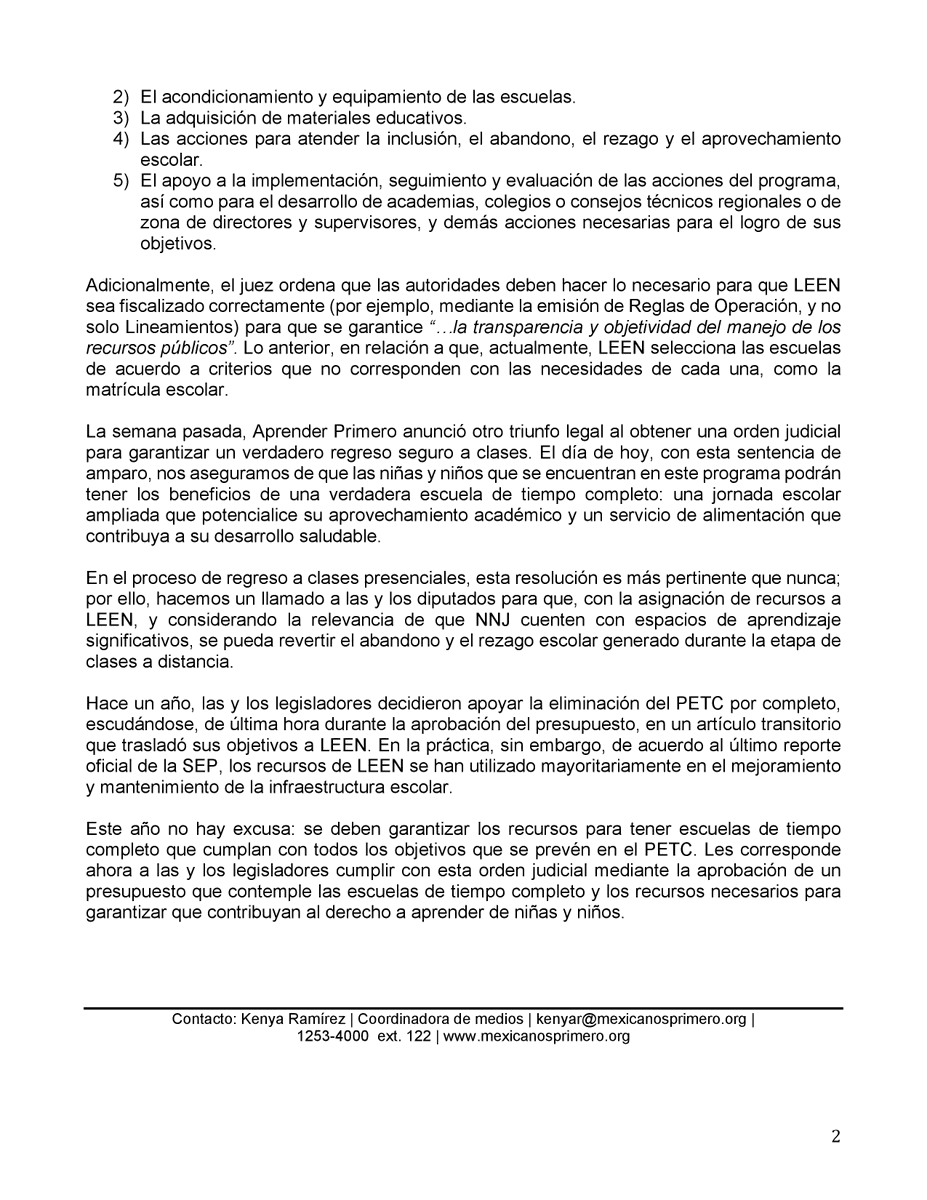 Mexicanos1o's tweet photo. El Juez Octavo de Distrito en Materia Administrativa ordenó al Ejecutivo Federal, al Legislativo y a la SEP garantizar los recursos económicos para que las escuelas en el programa De Tiempo Completo cumplan sus objetivos en favor de niñas y niños. https://t.co/FAPmgyJQ7N