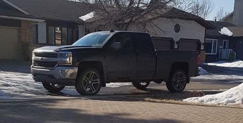 justushickey's tweet image. My pickup was stolen early Tuesday morning near Scone.  It has tint all around other than a strip on the windshield, 22&quot; inch rims like in the picture, a hard tonneau cover, &quot;Murray GM - The Pas, MB&quot; Sticker on the back and no License plate on the front.  Report it to the police.