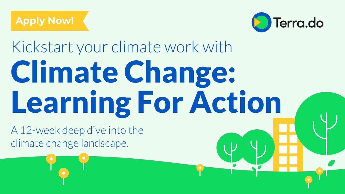 Applications for the September cohort of our flagship course, Climate Change: Learning for Action close today!

Kickstart your journey into driving climate action with this 12-week climate education &amp; solutions bootcamp.

Scholarships available. Apply now: bit.ly/3EHRX3u