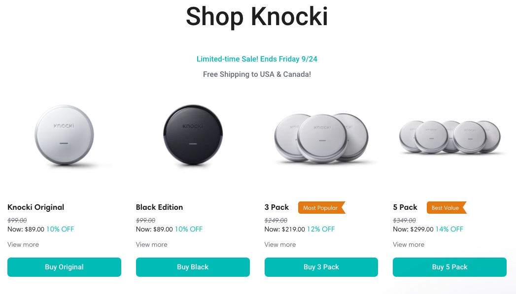 Knocki on sale through this Friday!  Visit knocki.com.  .