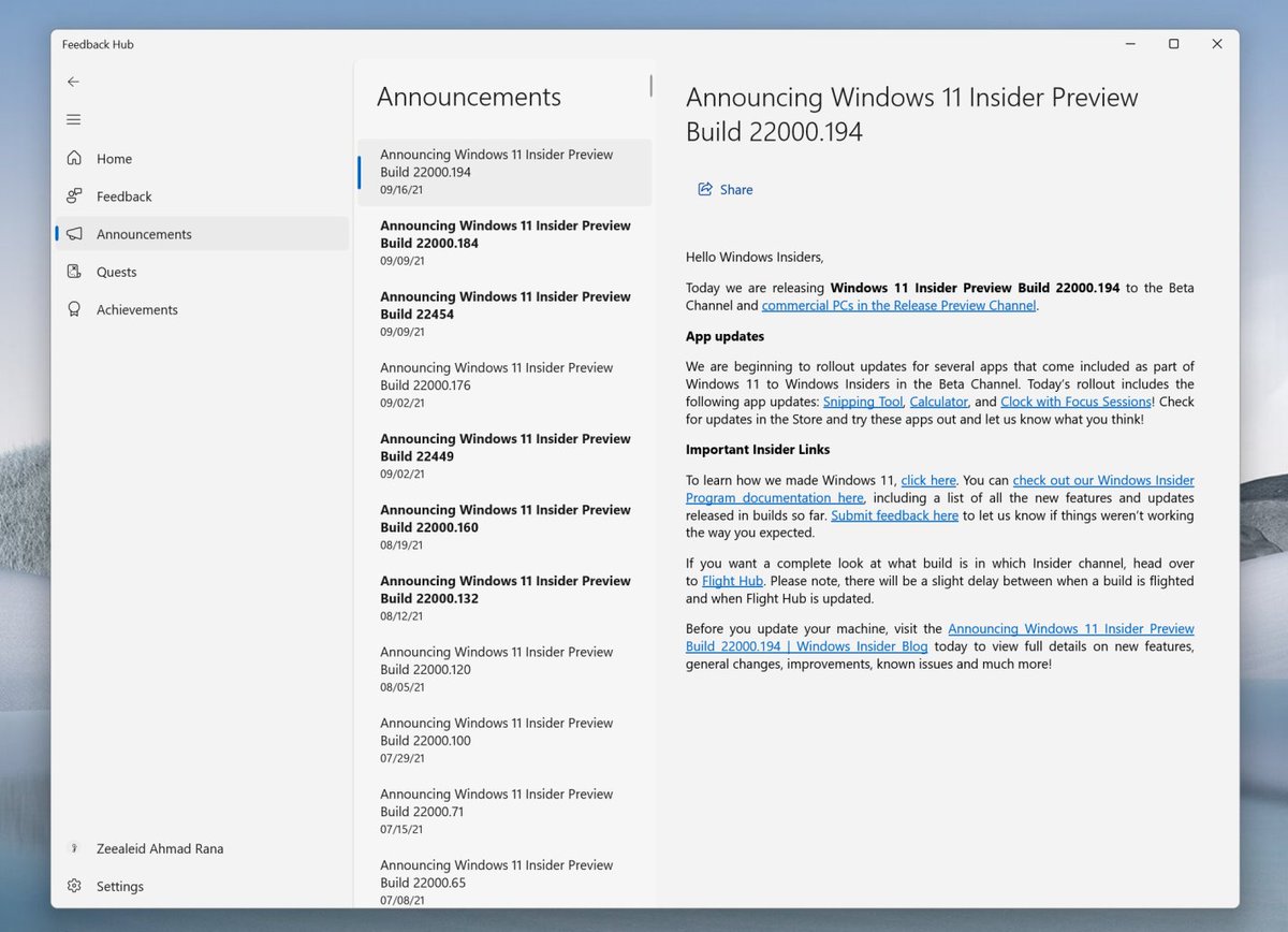 FireCubeStudios's tweet photo. Feedback Hub updated with a Windows 11 design. There are minimal changes and no mica so I am expecting more changes coming soon. Thanks to @zeealeid for posting, pls follow @zeealeid so he reaches 4K followers
#Windows11 #FluentDesign https://t.co/gUXzC7soui