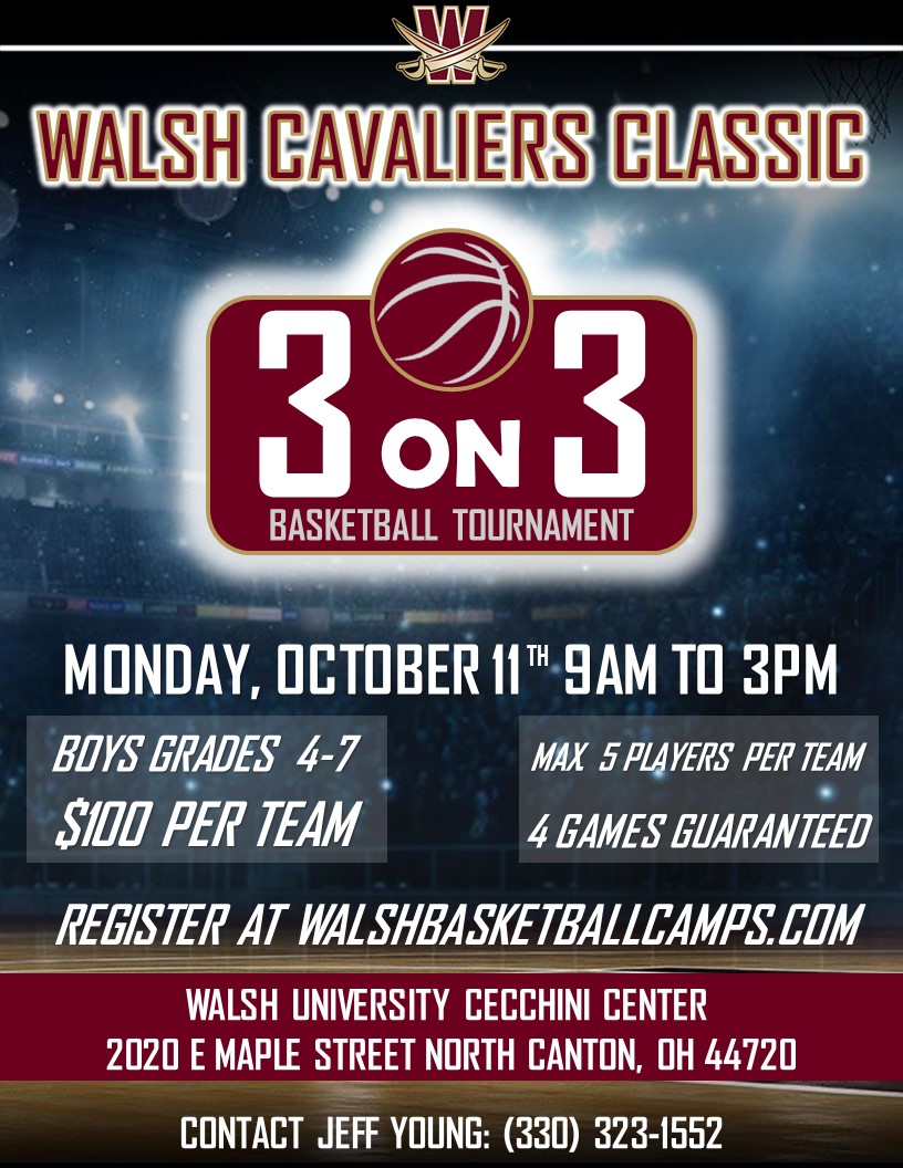 🚨 Less than 3 weeks away from the Cavalier Classic!! Enjoy your day off of school with some 3 on 3 hoops! 🚨

 ⛹️Boys 4th - 7th grade
🗓️ Monday, October 11th
🏀 4 game guarantee
