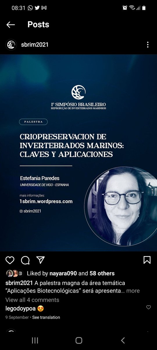 I was live at #SBRIM2021 in Brazil! What a wonderful symposia! #cryopreservation #marineinvertebrates #marinescience #marineresearch #animalreproduction