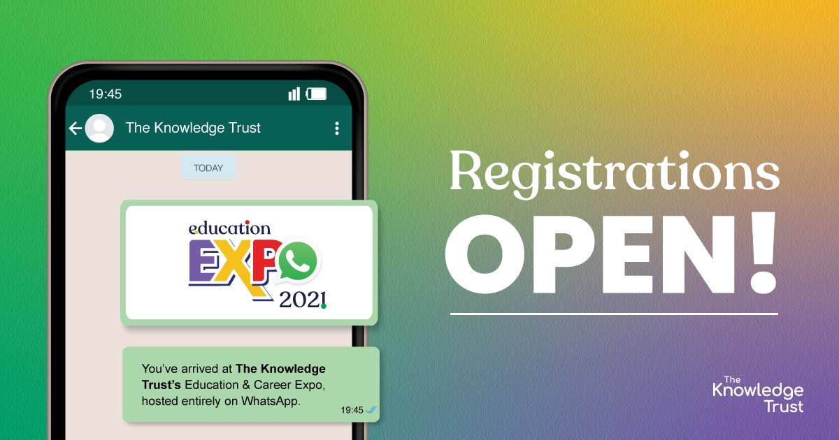 Knowledgetrust's tweet photo. We're just 12-days away from launching our Education &amp; Career Expo on @WhatsApp!🚀

On the 4th of October Guidance month will kick-off, helping you navigate through all aspects of Education, Employment &amp; Entrepreneurship. 

Register now👉https://t.co/k3Zst2KXxO

#WhatsAppExpo https://t.co/rDxJ8CU2vJ