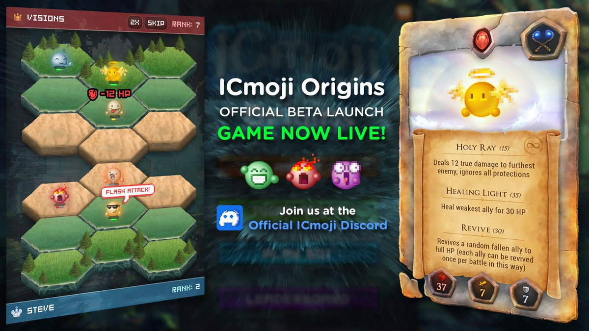 We’re pleased to announce the release of ICmoji Origins!

You can start playing the game right now at: icmojis.com 

Join the Discord here: discord.gg/3ZM3QTeyJt