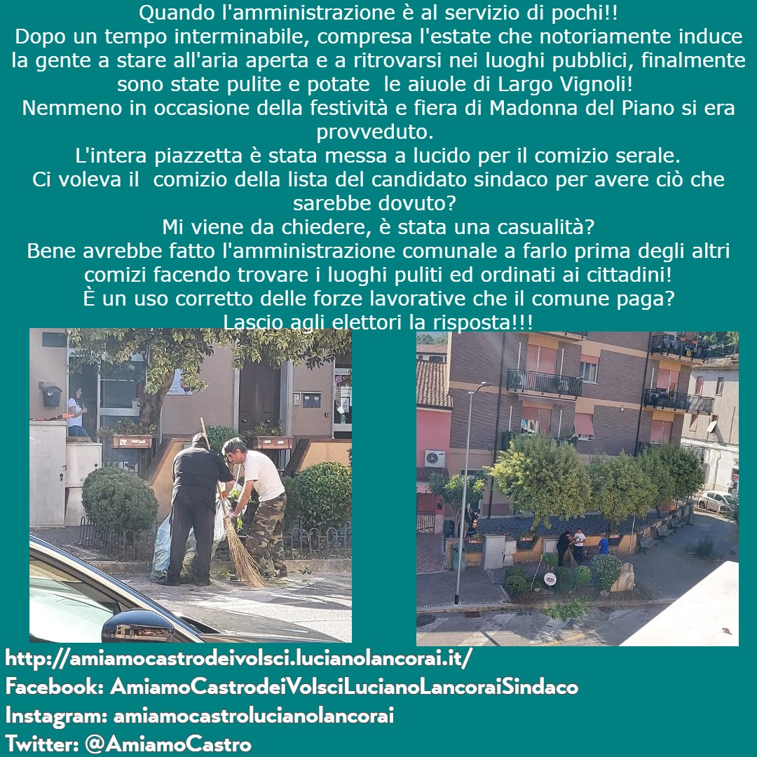 AmiamoCastro's tweet photo. #trasparenza #disponibilta #organizzazione #partecipazione #sicurezza #difesadeideboli⠀
⠀
#amiamocastrodeivolsci ⠀
#LucianoLancoraiSindaco https://t.co/KoCLloCHKD