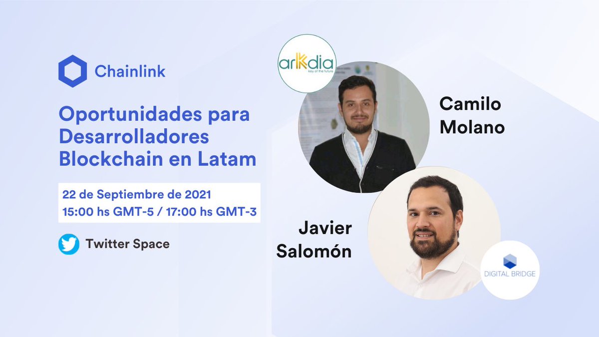 javosalomon's tweet photo. Hey desarrolladores Blockchain de Latam! Estaremos con @Camohe90 en Twittter Spaces hoy miércoles 15:00 Col/Mex 17:00 hs Arg. Únete a nosotros a hablar sobre oportunidades en el espacio de desarrollo de blockchain y qué debemos hacer a nivel regional.

 https://t.co/TMlYv0i5k1 https://t.co/CI7Wt9MxCW