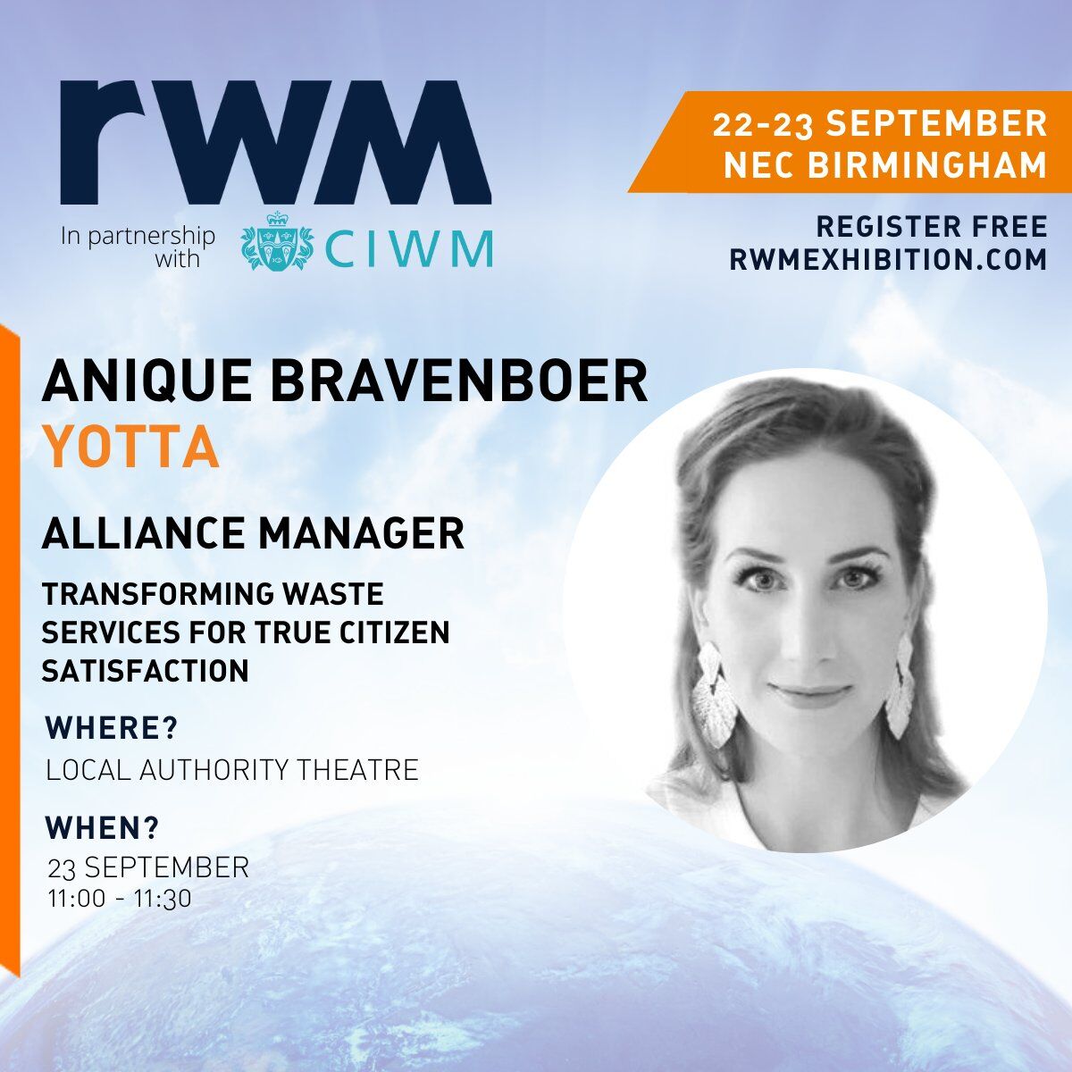 Anique Bravenboer will be presenting at the seminar theatre in the #LocalAuthority Lounge tomorrow at 11:00-11:30 to talk exclusively to local authorities about "Transforming #wasteservices for true citizens satisfaction." <a href="/RWM_Exhibition/">RWM Expo 2025</a> <a href="/societyworks/">SocietyWorks</a> 

 bit.ly/3EE5RU3