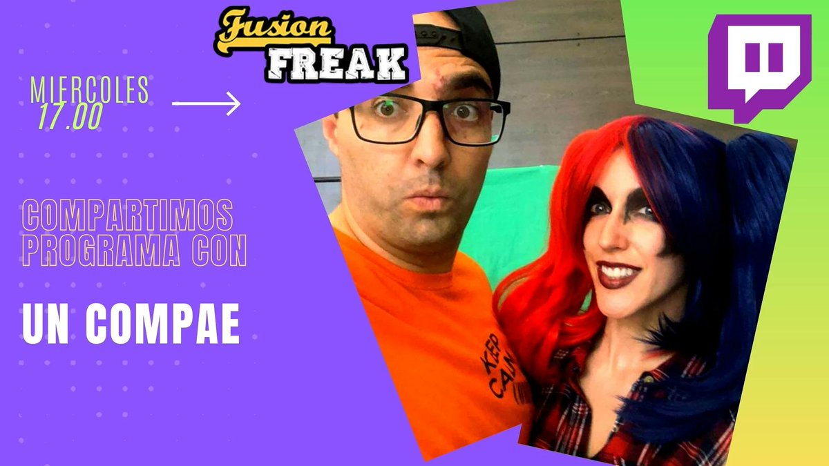 Esta tarde compartimos programa en Twitch con un "compae", no uno cualquiera, sino un Perzonahe
A las 17.00h nos vemos en m.twitch.tv/fusionfreak