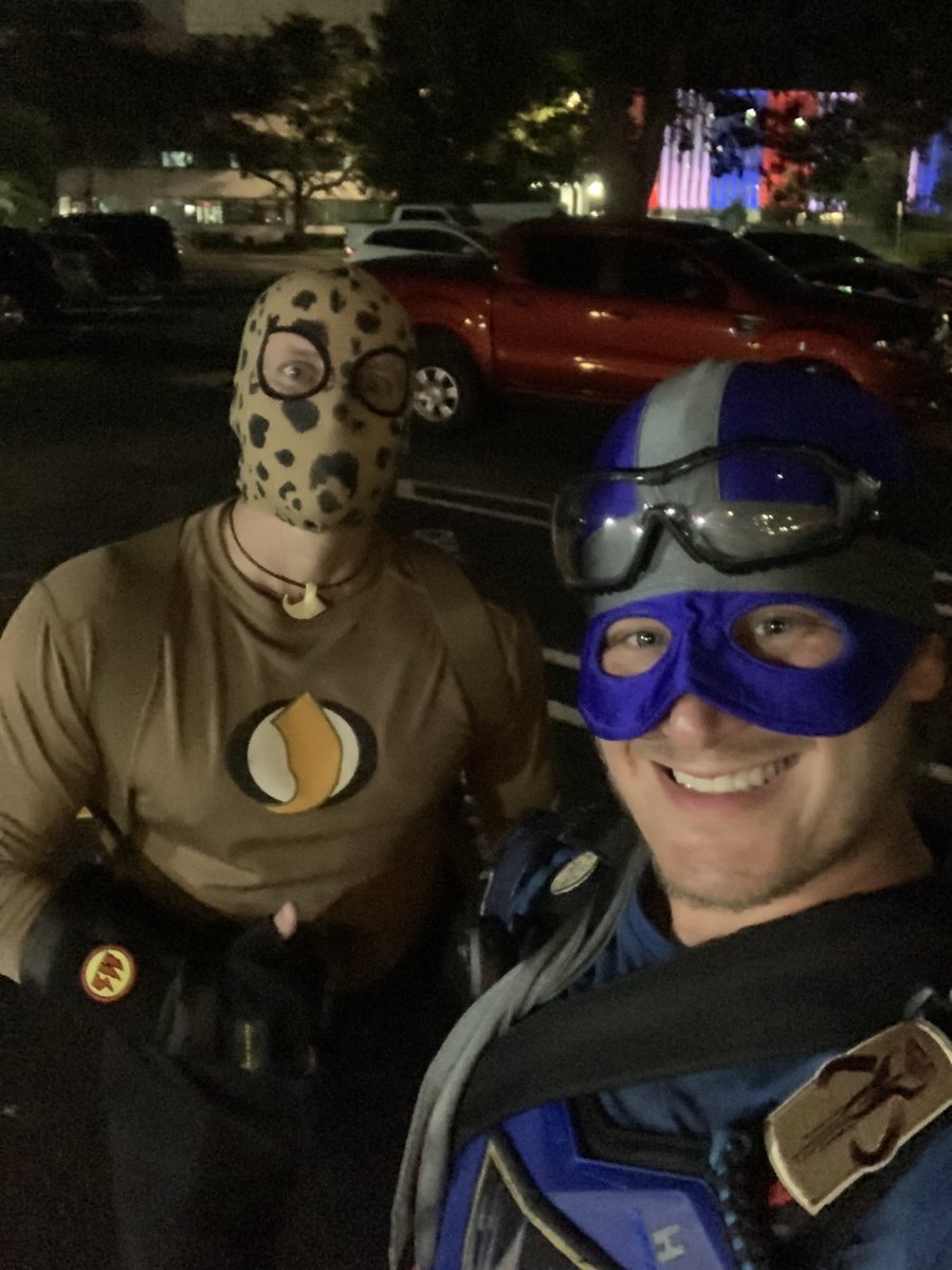 Jaguar and @impact_rlsh showing off some new looks while on patrol (and yes, they were masked during patrol)

#BCG #BayCoastGuardians #Impact #Jaguar #StPetersburg #RLSH #StPeteSuperheroes #BlackLivesMatter #BLM #StopAsianHate #homelessoutreach #StreetSafety #Bangarang