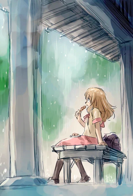 落書き「雨宿り」

#であいもん 