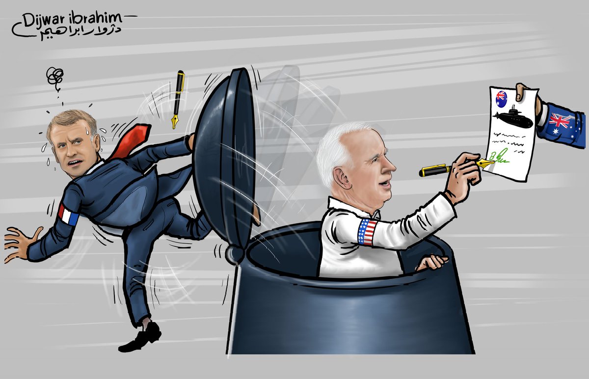#كاريكاتير 📝صفقة الغواصات🤿 الاسترالية🇦🇺 الفرنسية🇫🇷 الامريكية .🇺🇸
#فرنسا #امريكا #استراليا #France #usa FRANCE 24 
Washington Post Franceinfo 
#cartoonist_dijwar_ibrahim 
<a href="/France24_ar/">فرانس 24 / FRANCE 24</a>  #France #France #USA <a href="/franceonu/">La France à l'ONU 🇫🇷🇺🇳</a> <a href="/FranceBagdad/">La France en Irak</a> <a href="/FranceenCroatie/">La France en Croatie</a> <a href="/EmmanuelMacron/">Emmanuel Macron</a>