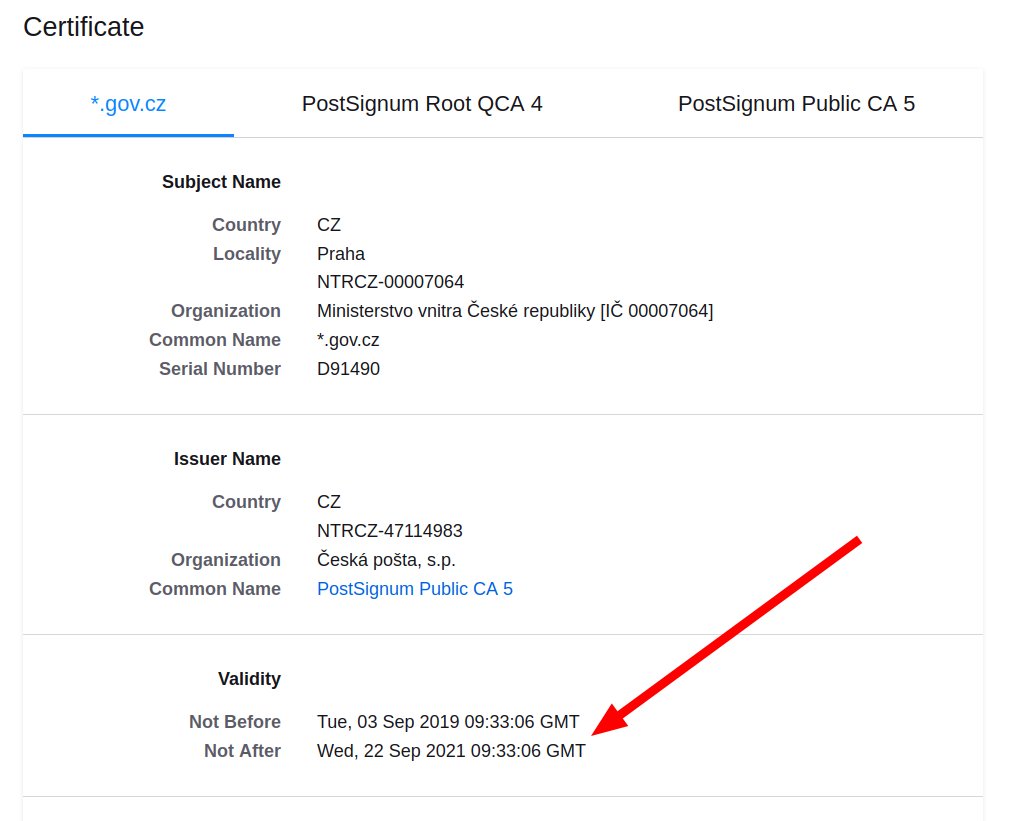 .<a href="/spazef0rze/">Michal Špaček</a> is good in reminding institutions to look after their HTTPS certificates and their expiration.
Guys from anonymizace.gov.cz and other *.gov.cz sites probably don't follow him here on Twitter (and they should).