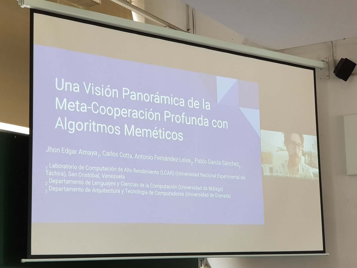 ccottap's tweet photo. Our paper on deep memetic algorithms being presented right now by @fergunet at #maeb2021, with @jhonedgaramaya, @afdezleiva and yours truly #cedi2021 #caepia2021 @DeepBioProject https://t.co/4caV84sBy7