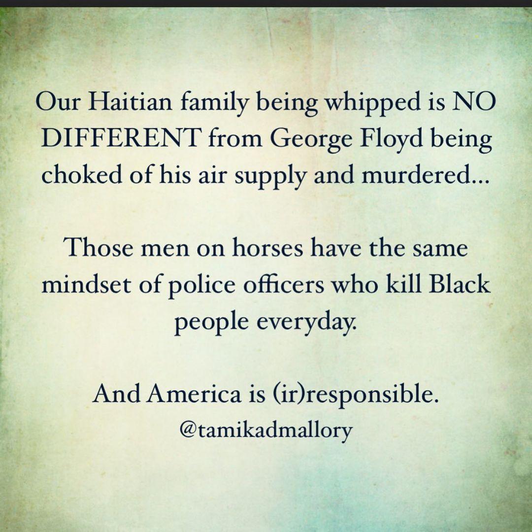 SirOlSkool's tweet photo. Repost via @TamikaDMallory

We are not loyal to political parties, we are loyal to our people. We don’t care who the President of the United States is, we will call out injustice when we see it. What’s WRONG is WRONG.
We won’t be silent. We stand with our Haitian family. https://t.co/zjF47RPhOd