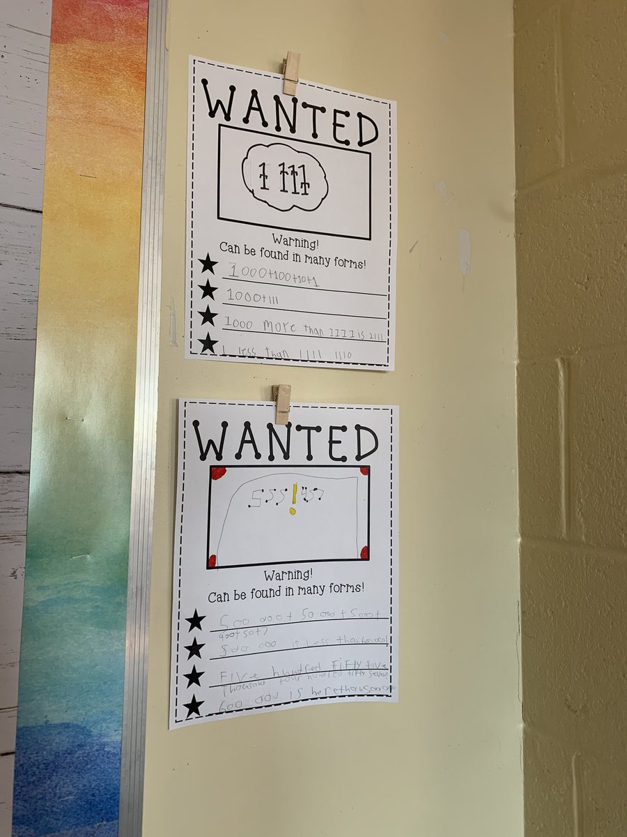 MsLeGrow5's tweet photo. WANTED! Please let us know if you see any of these large numbers! They can be sneaky, as they come in many forms! #numeration #numeracyblock @paradiseelem @NLESDNT @NLESDCA https://t.co/v17coBIb8m